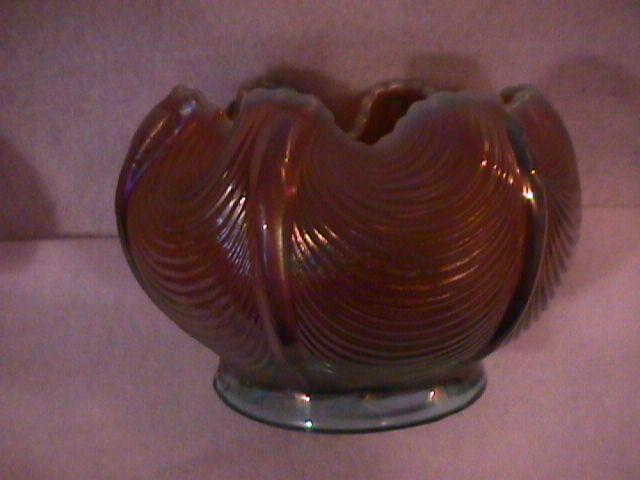 Northwoods Carnival Glass (Drapery) Rosebowl-Aqua-Opalescent