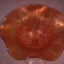 Northwoods Carnival Glass (Hearts & Flowers) Compote-Marigold