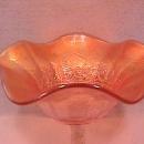 Northwoods Carnival Glass (Hearts & Flowers) Compote-Marigold