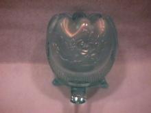 Northwoods Carnival Glass (Finecut & Roses) Rosebowl-Frosty Ice Blue