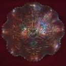 Northwoods Carnival Glass (Poinsettia & Lattice) Bowl-Ice Blue