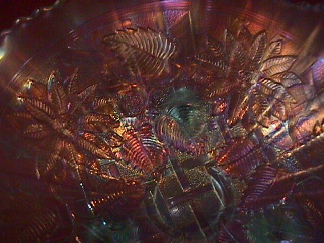 Northwoods Carnival Glass (Poinsettia & Lattice) Bowl-Ice Blue