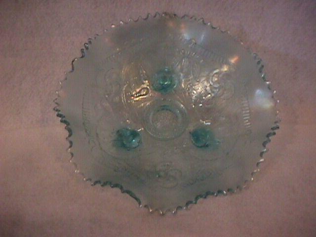 Northwoods Carnival Glass (Wishbone) Bowl-Ice Blue