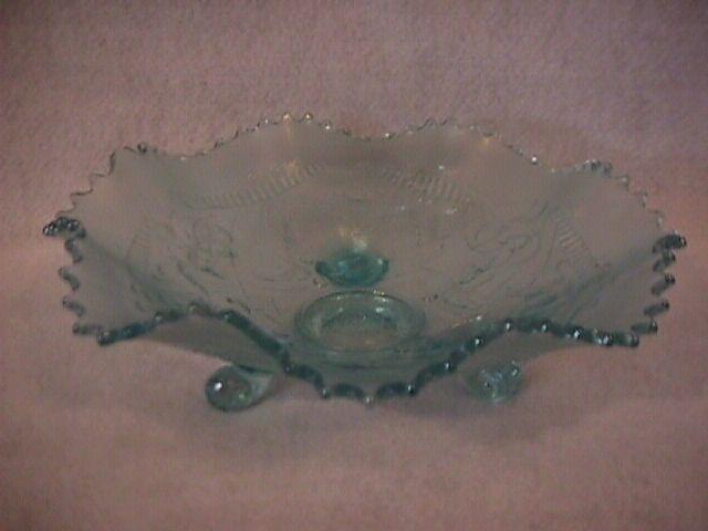 Northwoods Carnival Glass (Wishbone) Bowl-Ice Blue