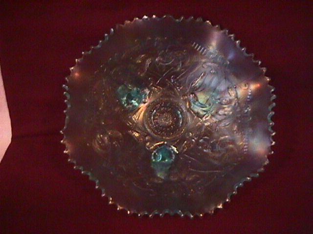 Northwoods Carnival Glass (Wishbone) Bowl-Ice Blue