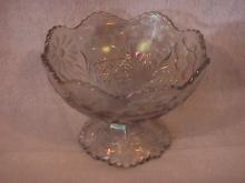 U. S. Glass Co. Carnival Glass (Cosmos & Cane) Compote-Frosty White
