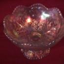 U. S. Glass Co. Carnival Glass (Cosmos & Cane) Compote-Frosty White