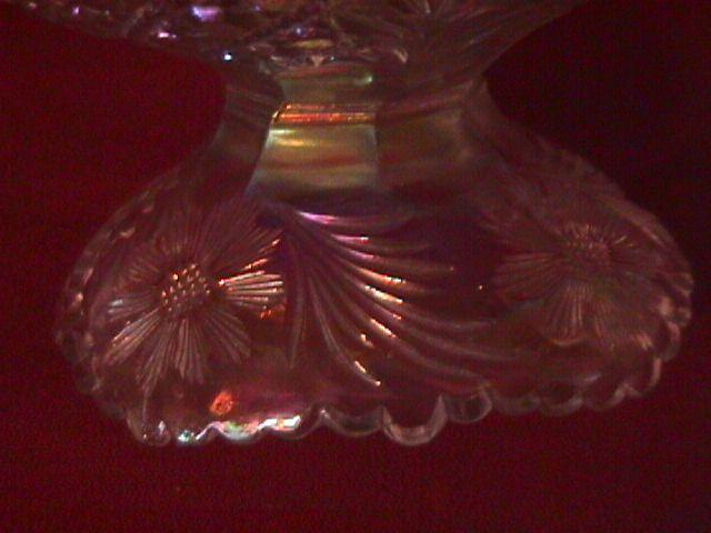 U. S. Glass Co. Carnival Glass (Cosmos & Cane) Compote-Frosty White