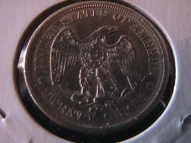 Liberty Seated Silver Graded Fine Twenty cent Piece 1875-S