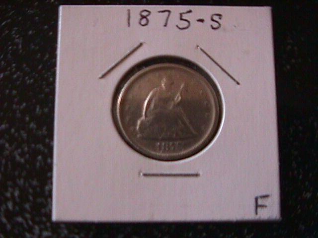 Liberty Seated Silver Graded Fine Twenty cent Piece 1875-S