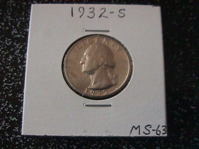 Washington Silver Quarter 1932-S MS-63 Condition