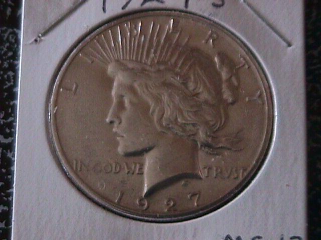 Peace Type Silver Dollar 1927-S MS #-63 Condition