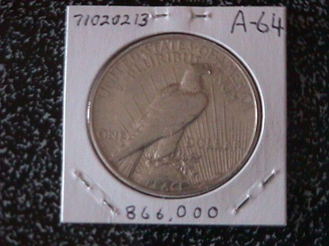 Peace Type Silver Dollar 1927-S MS #-63 Condition