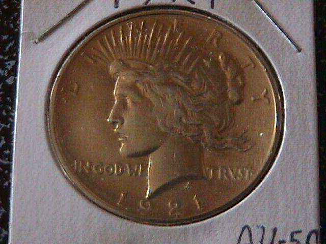 Peace Type Silver Dollar 1921 AU # 50 Condition
