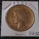 Peace Type Silver Dollar 1921 AU # 50 Condition