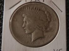 Peace Type Silver Dollar 1921 VG Condition