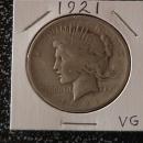 Peace Type Silver Dollar 1921 VG Condition