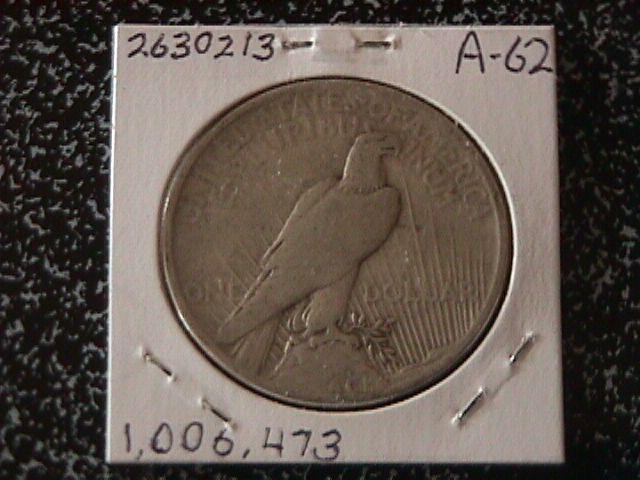 Peace Type Silver Dollar 1921 VG Condition