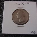 Washington Silver Quarter 1932-D VG