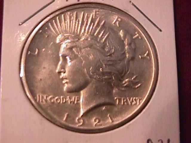 Peace Type Silver Dollar 1921 AU Condition