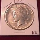 Peace Type Silver Dollar 1921 AU Condition