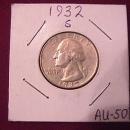 Washington Silver Quarter 1932-S AU #50 Condition