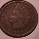 Indian Head Copper 1 Cent 1908-S Extremely Fine #40 Condition