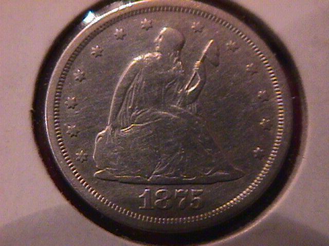 Liberty Seated Silver Twenty Cent Piece 1875-S Very Fine Condition