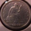 Liberty Seated Silver Twenty Cent Piece 1875-S Very Fine Condition