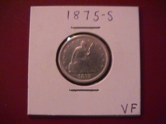Liberty Seated Silver Twenty Cent Piece 1875-S Very Fine Condition