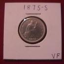 Liberty Seated Silver Twenty Cent Piece 1875-S Very Fine Condition