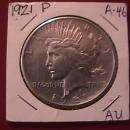 Peace Type Silver Dollar 1921 AU Condition