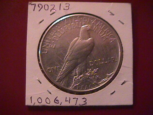 Peace Type Silver Dollar 1921 AU Condition