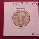 Standing Liberty Silver Quarter 1927-S Very Good Condition