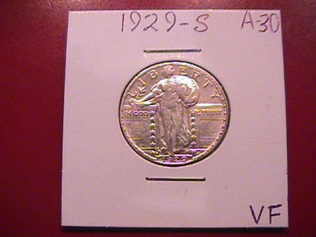 Standing Liberty Silver Quarter 1929-S Very Fine Plus Condition