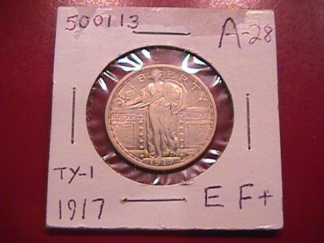 Standing Liberty Silver Quarter 1917 Type1 Extremely Fine Condition