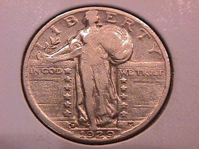 Standing Liberty Silver Quarter 1929-D Very Fine Condition