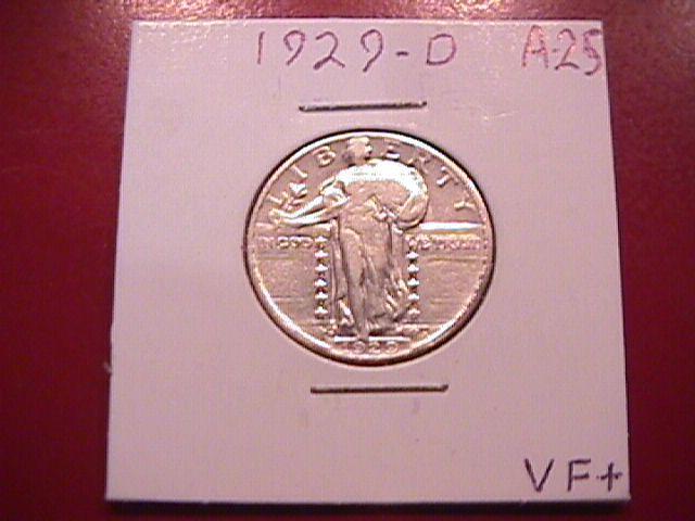 Standing Liberty Silver Quarter 1929-D Very Fine Plus Condition
