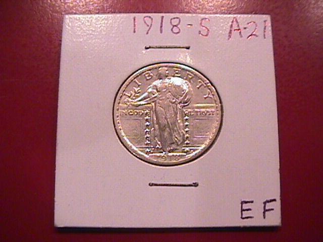 Standing Liberty Silver Quarter 1918-S Extremely Fine Condition