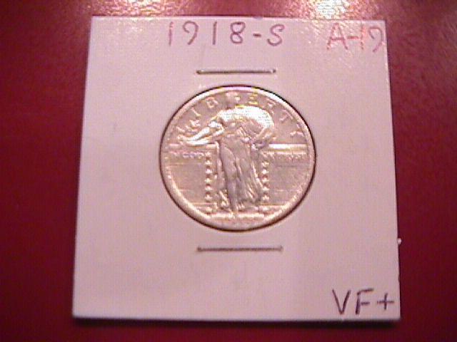 Standing Liberty Silver Quarter 1918-S Very Fine Plus Condition