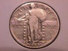 Standing Liberty Silver Quarter 1930-S Very Fine Condition