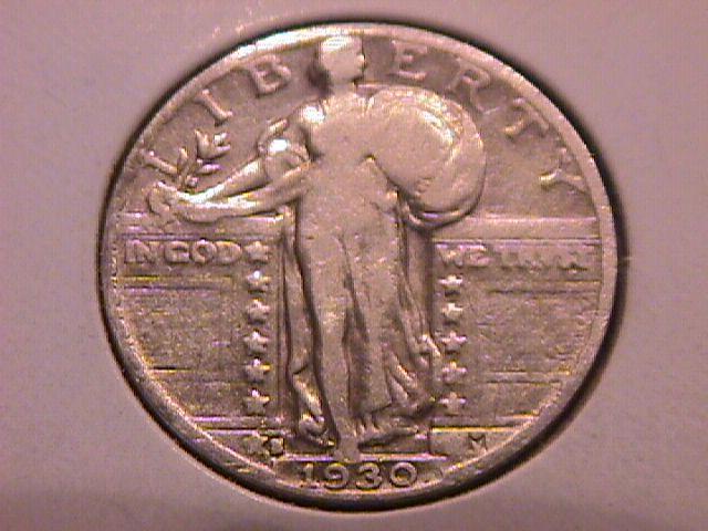 Standing Liberty Silver Quarter 1930-S Very Fine Condition