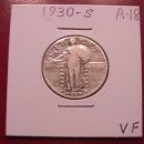 Standing Liberty Silver Quarter 1930-S Very Fine Condition
