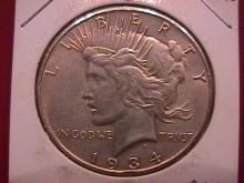 Peace Type Silver Dollar 1934 Almost Uncirculated Condition