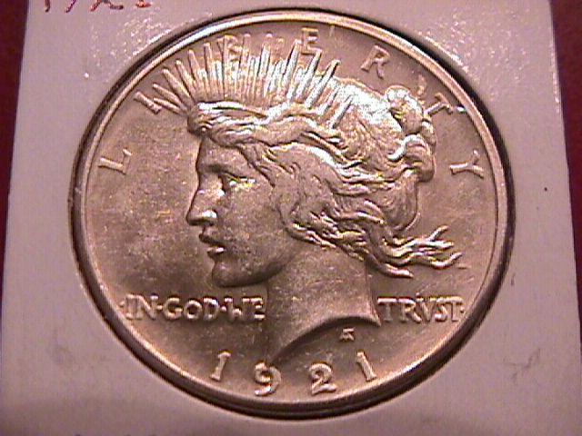 Peace Type Silver Dollar 1921 Mint State 60-63 Condition