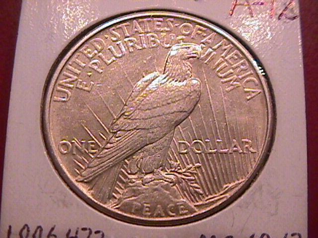 Peace Type Silver Dollar 1921 Mint State 60-63 Condition