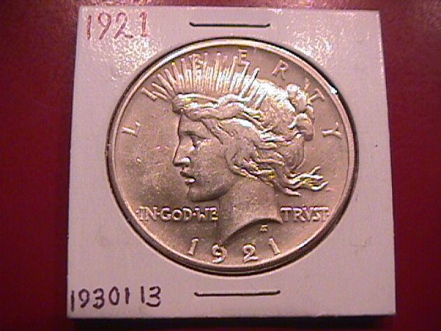 Peace Type Silver Dollar 1921 Mint State 60-63 Condition
