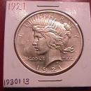 Peace Type Silver Dollar 1921 Mint State 60-63 Condition
