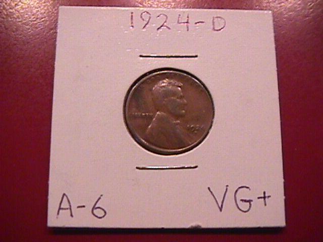 Lincoln Cent 1924-D Very Good Plus Plus Condition
