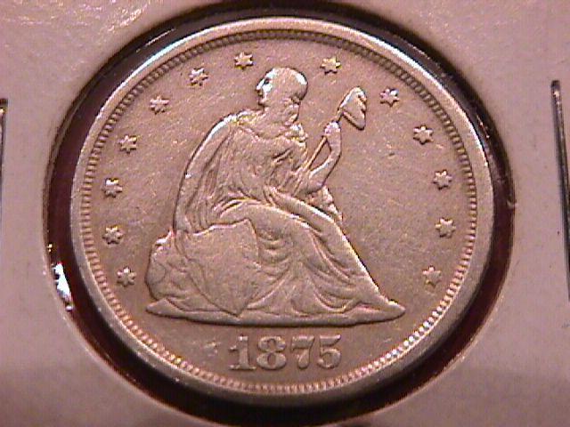 Liberty Seated Silver Twenty Cent Piece 1875-S Very Fine to Extremely Fine Condition
